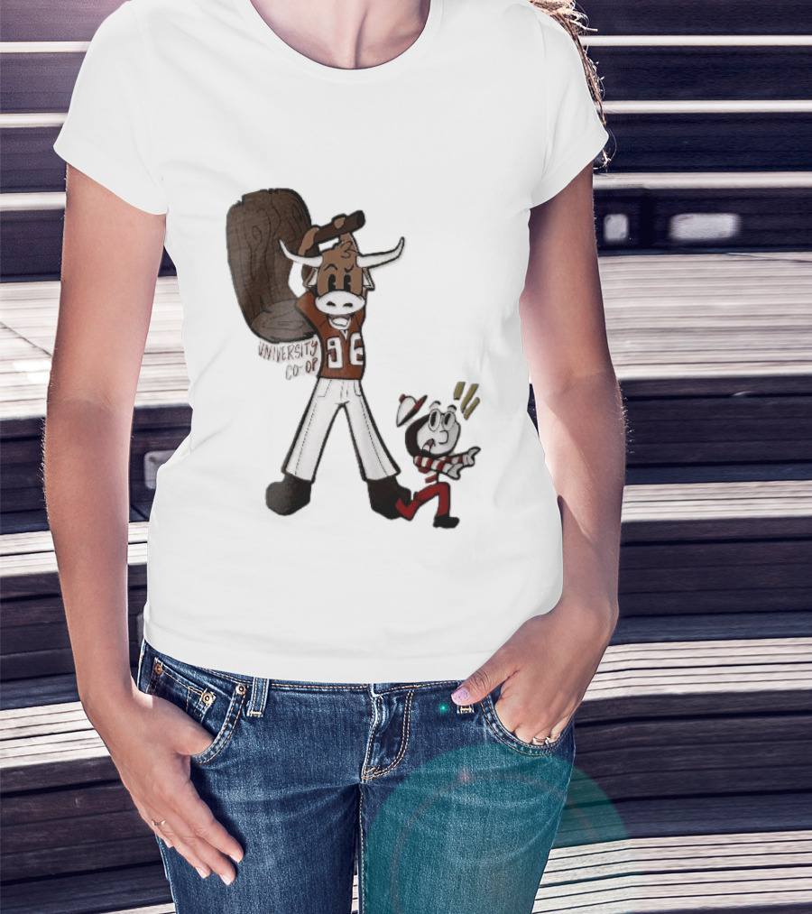 Texas Longhorns University Co Op Cartoon Longhorn 96 Football T-Shirt