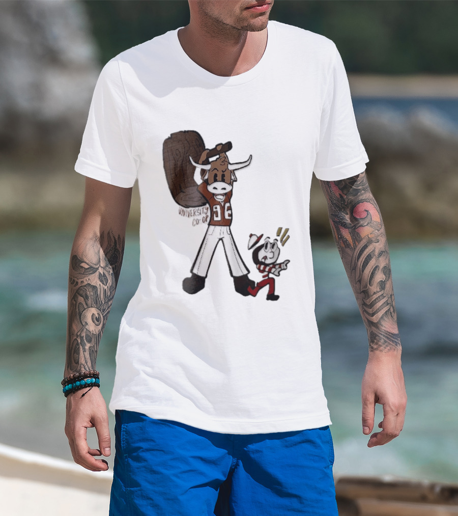 Texas Longhorns University Co Op Cartoon Longhorn 96 Football T-Shirt
