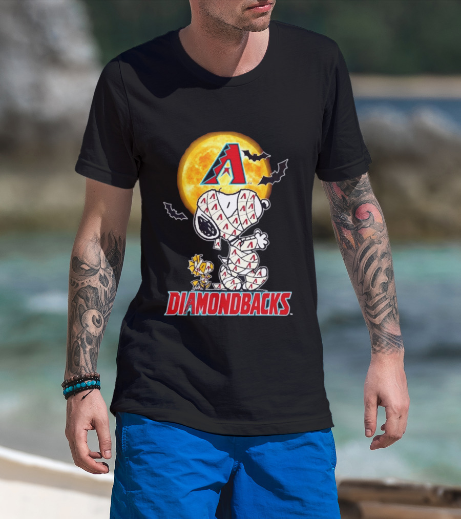 Arizona Diamondbacks Snoopy Woodstock Mummy Halloween Moon Bats T-Shirt