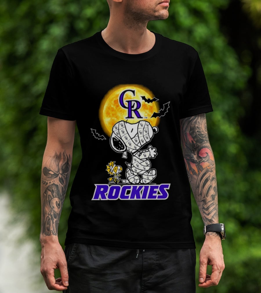 Colorado Rockies Snoopy Woodstock Mummy Halloween Cosplay Moon T-Shirt