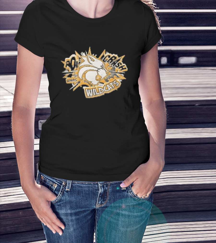 RHHS Wildcats Pow Crash Comic Burst Halftone Head T-Shirt
