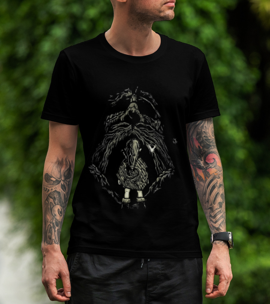 Link Back View At Great Deku Tree Glowing Fairy Entrance T-Shirt