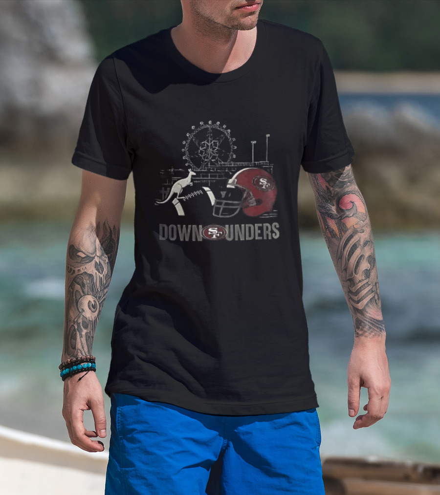 San Francisco 49ers Down Unders Kangaroo Football Helmet Ferris Wheel T-Shirt