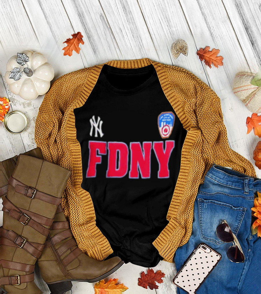 New York Yankees FDNY Collaboration With FDNY Patch And Yankees T-Shirt