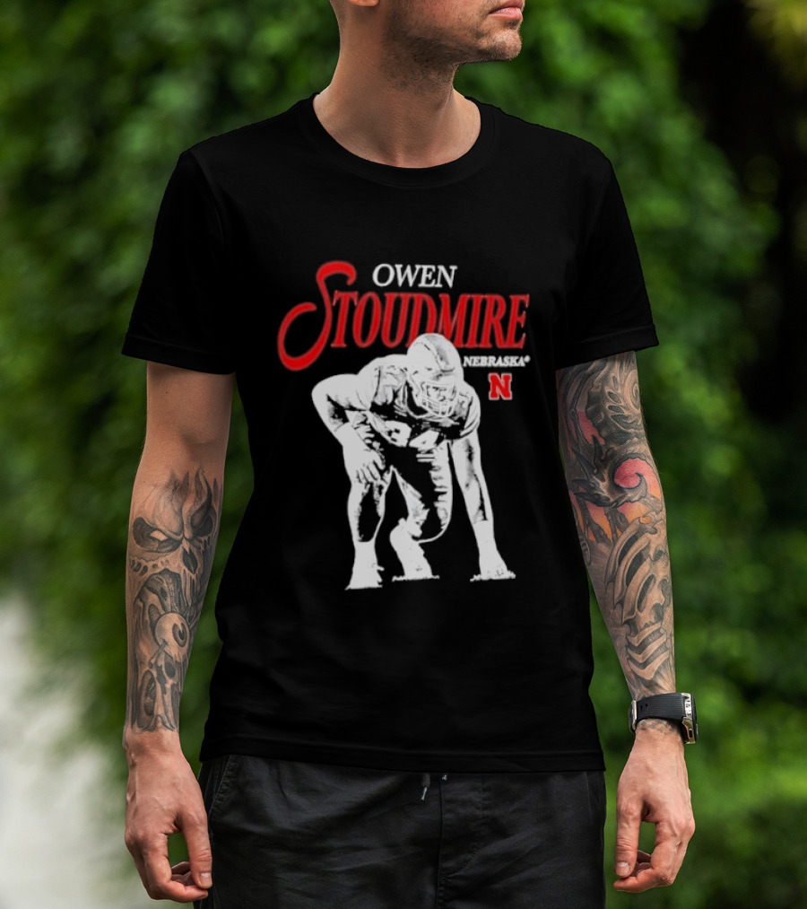 Owen Stoudmire Nebraska Cornhuskers NCAA Football Pose T-Shirt