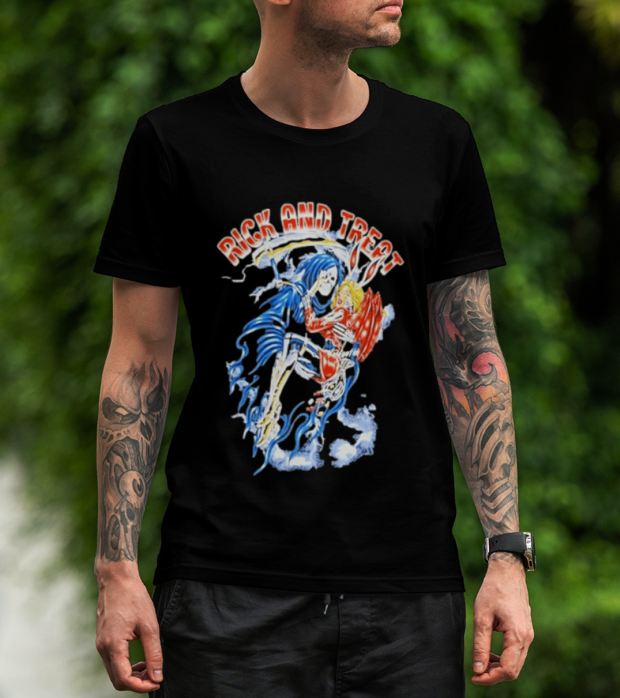 Original Trick And Treat Grim Reaper Bunny Girl Embrace T-Shirt