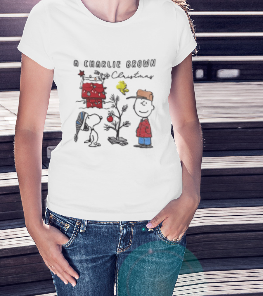 A Charlie Brown Christmas Snoopy Woodstock Holiday Scene T-Shirt