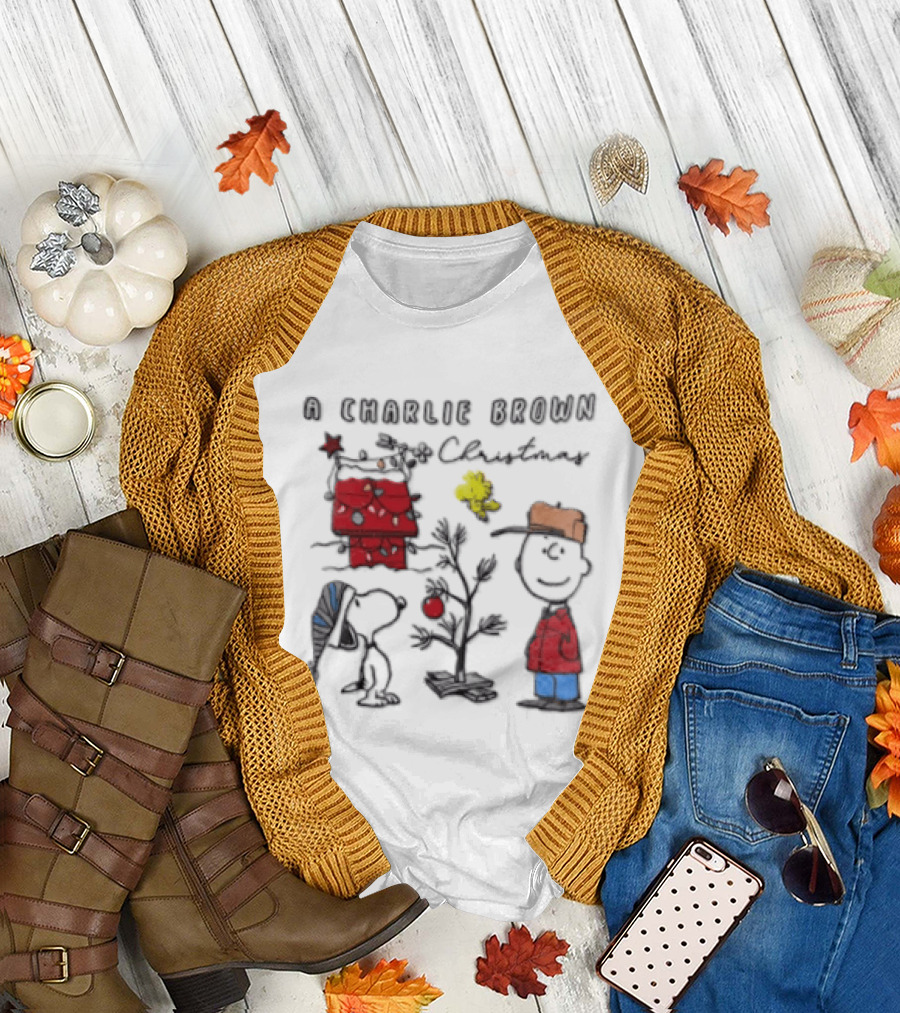 A Charlie Brown Christmas Snoopy Woodstock Holiday Scene T-Shirt