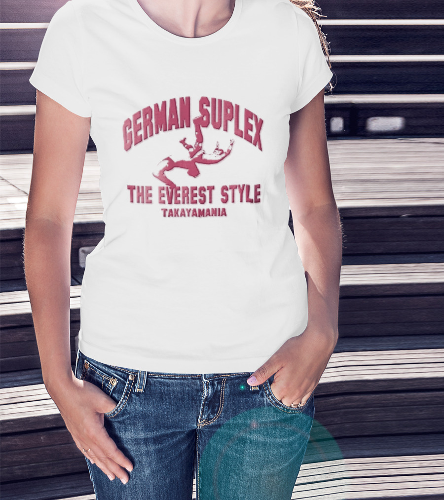 German Suplex The Everest Style Takayamania Wrestling Pink T-Shirt