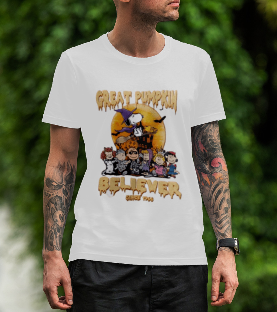 Great Pumpkin Believer Since 1966 Peanuts Halloween Snoopy Woodstock Charlie Brown Linus Sally Lucy Iconic Cartoon T-Shirt