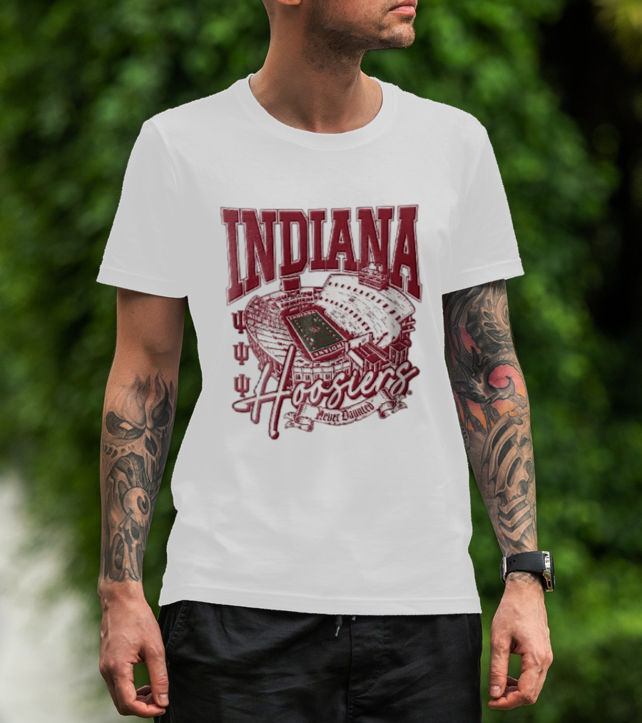 Indiana Hoosiers Never Daunted Memorial Stadium Aerial View Football Field Banner T-Shirt