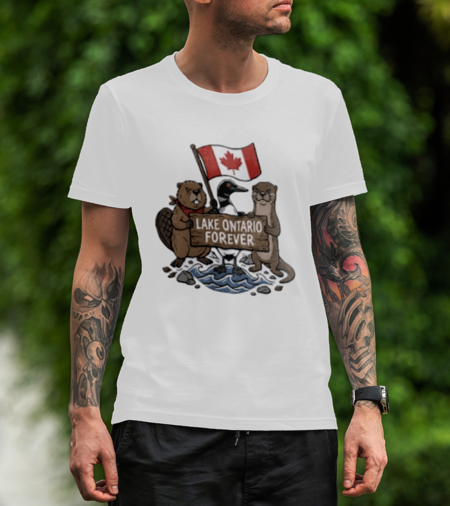 Lake Ontario Forever Canadian Flag Beaver Goose Otter T-Shirt