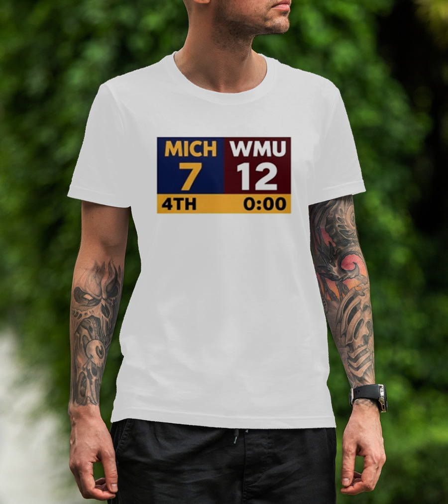 Nice Dave Portnoy Wearing MICH 7 WMU 12 4th 0:00 Michigan Miracle Comeback T-Shirt