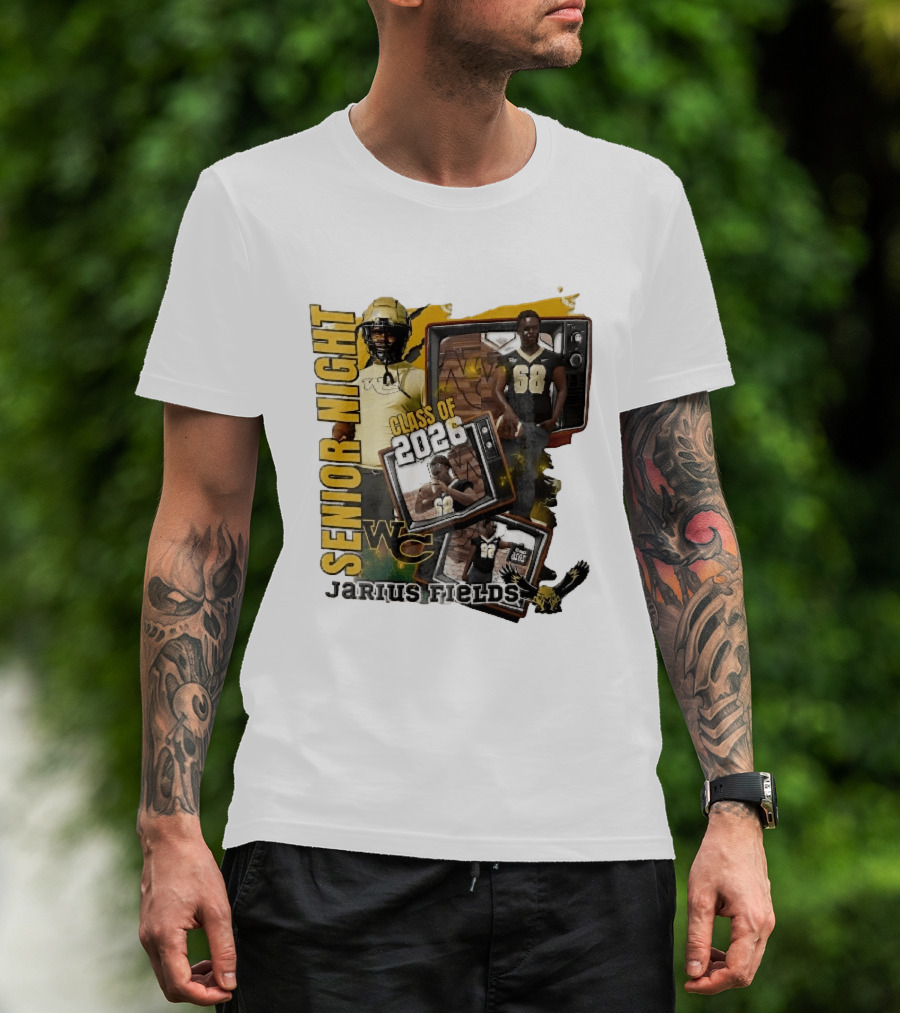 Senior Night Jarius Fields Class Of 2026 WC Football Player Collage T-Shirt