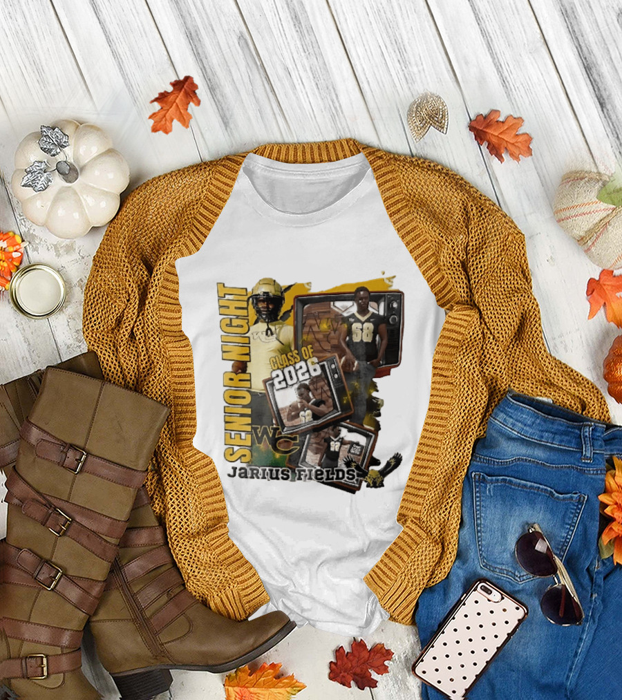 Senior Night Jarius Fields Class Of 2026 WC Football Player Collage T-Shirt