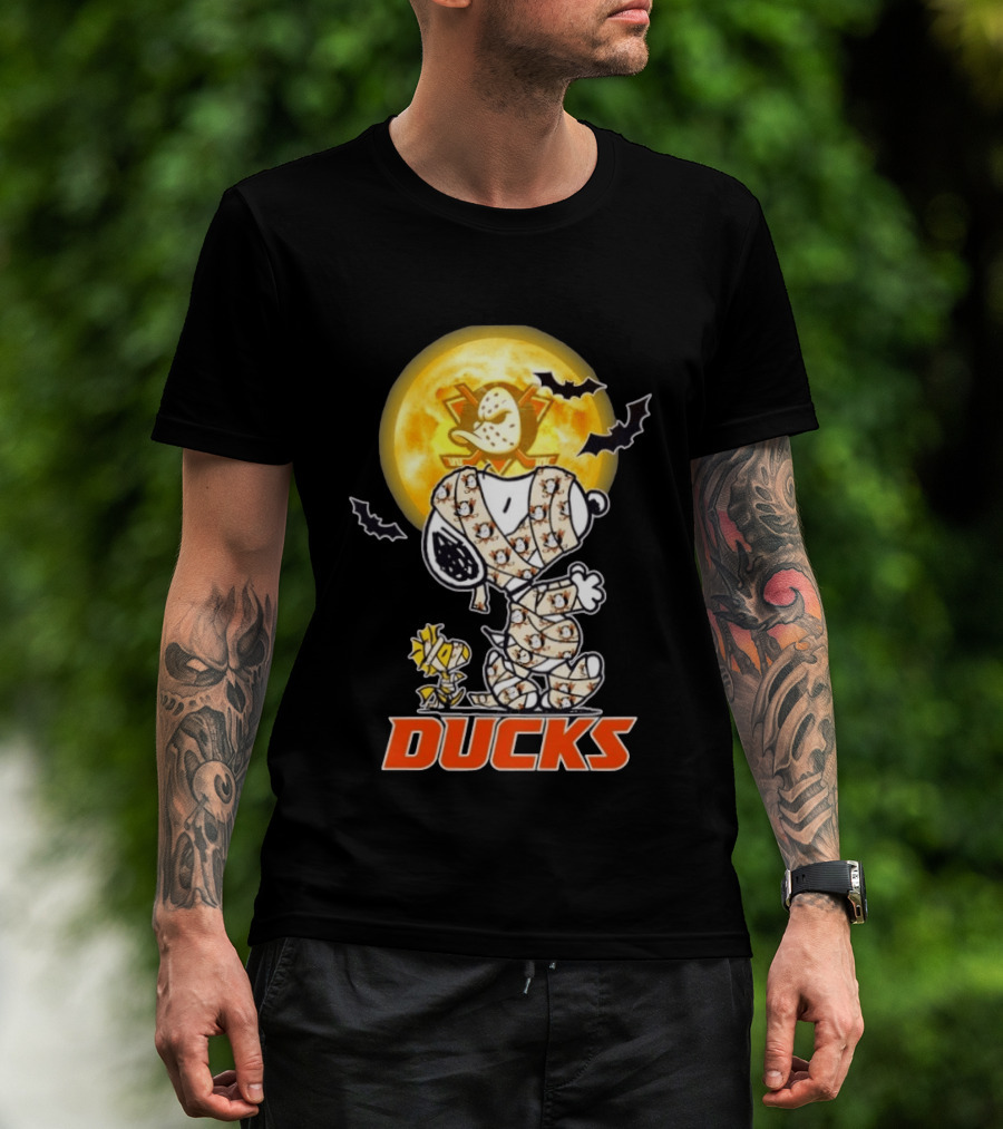 Anaheim Ducks X Snoopy And Woodstock Cosplay Mummy Halloween T-Shirt