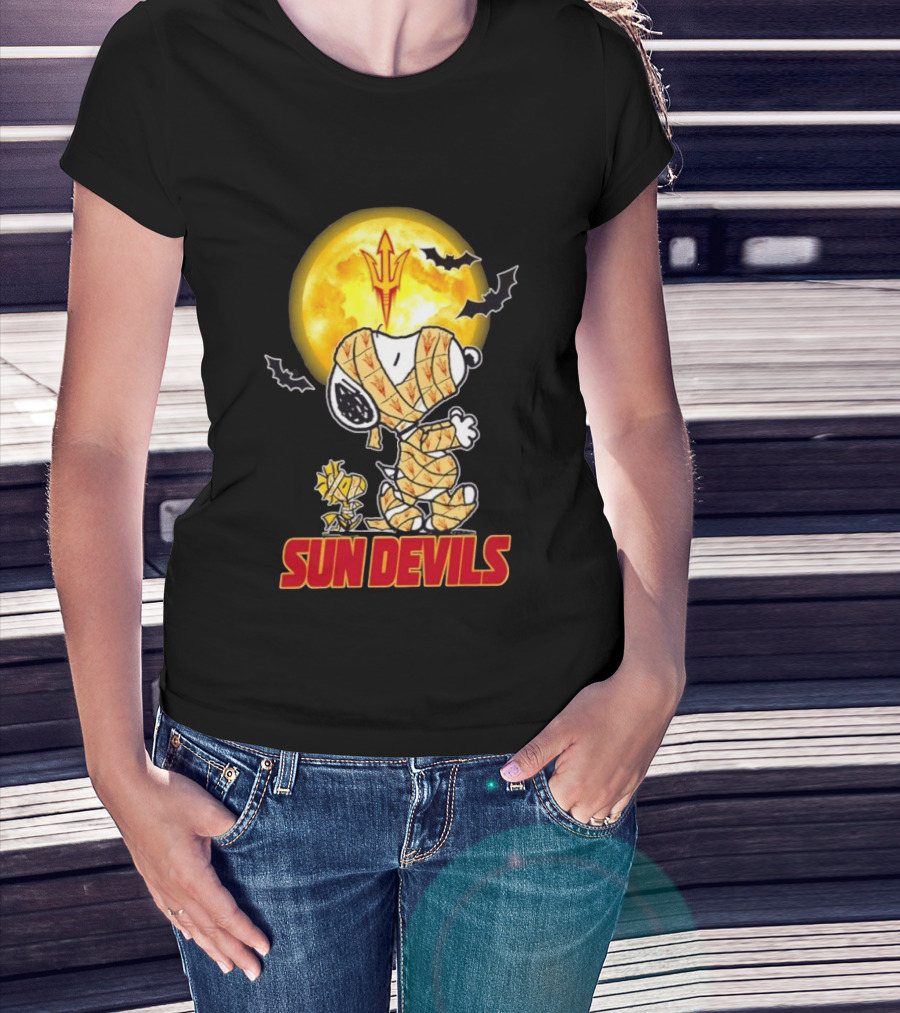 Arizona State Sun Devils Snoopy Woodstock Cosplay Mummy Halloween T-Shirt