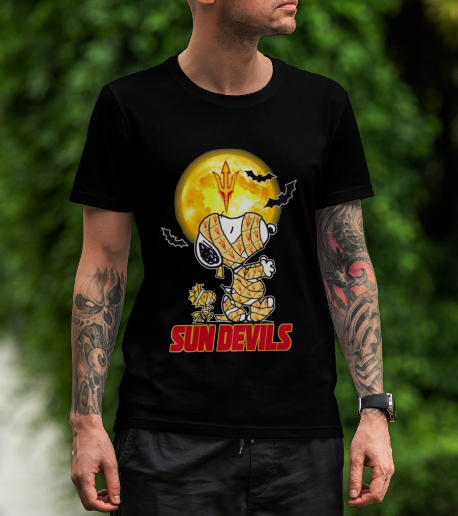 Arizona State Sun Devils Snoopy Woodstock Cosplay Mummy Halloween T-Shirt