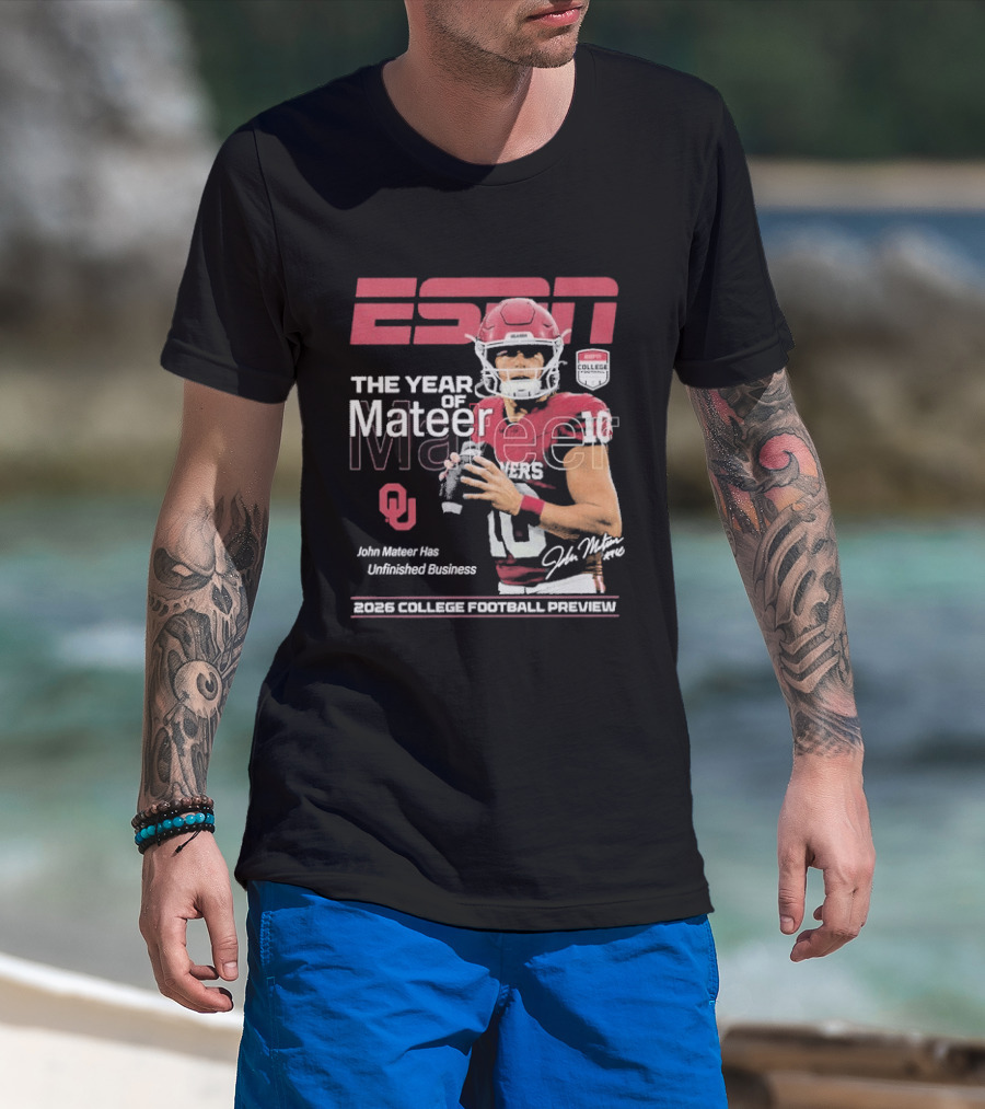 ESPN The Year Of Mateer 2026 College Football Preview John Mateer Has Unfinished Business T-Shirt