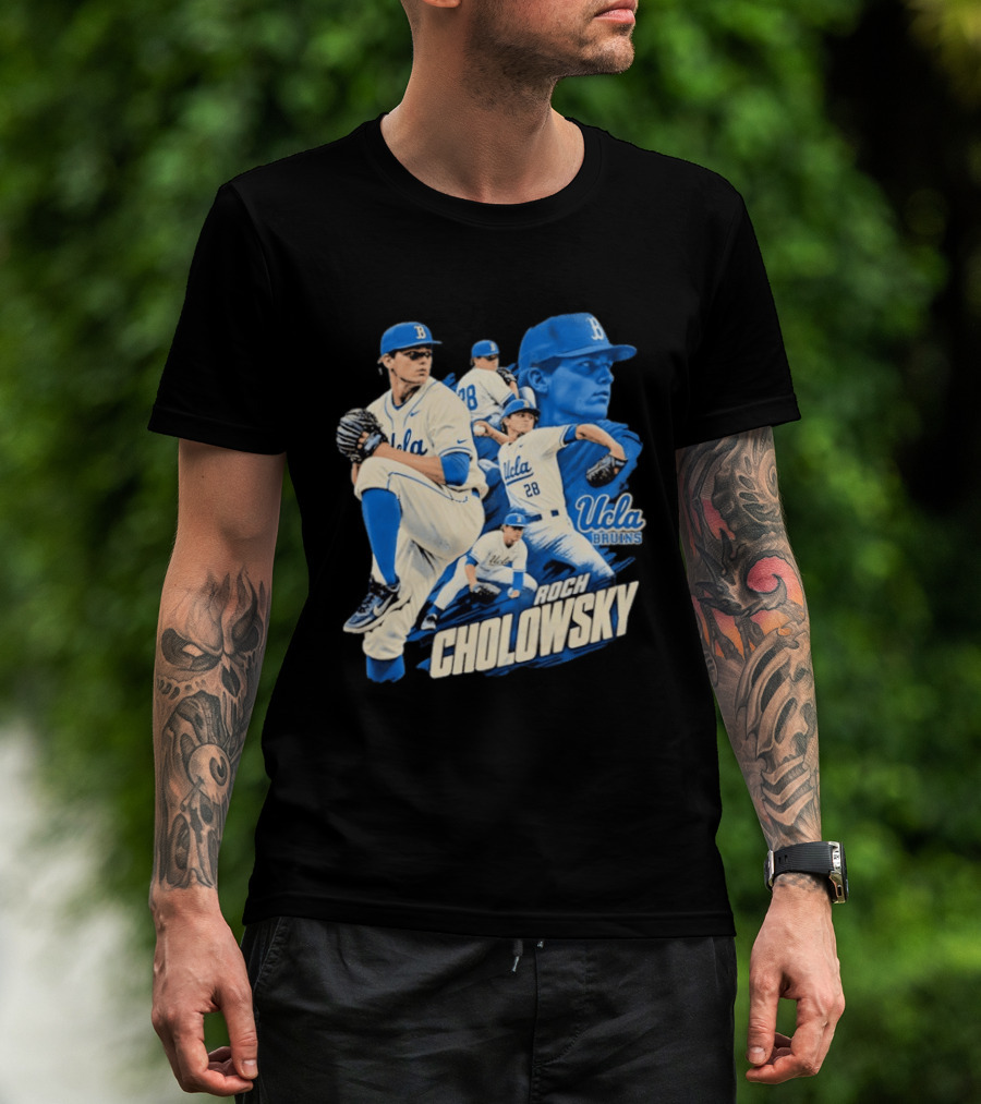 UCLA Bruins Roch Cholowsky 2026 Player Collage Baseball Pitcher Collection T-Shirt