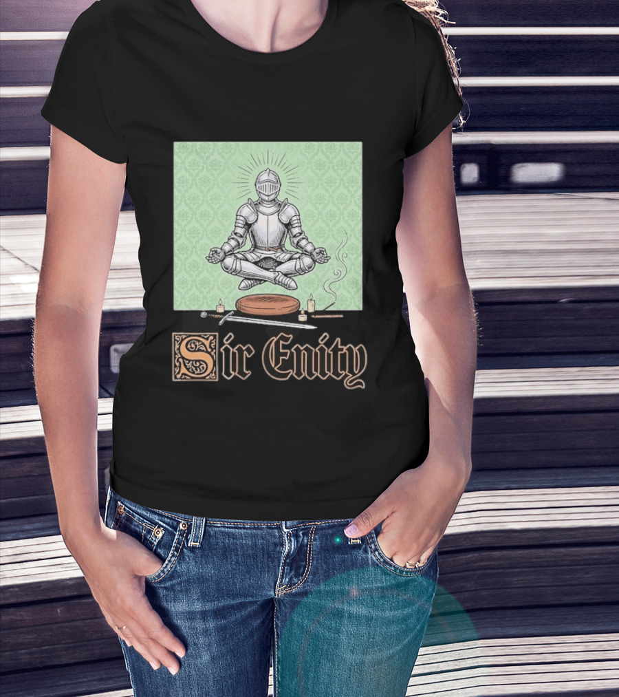 Sir Enity Knight In Meditation With Vintage Design And Candle Accents T-Shirt
