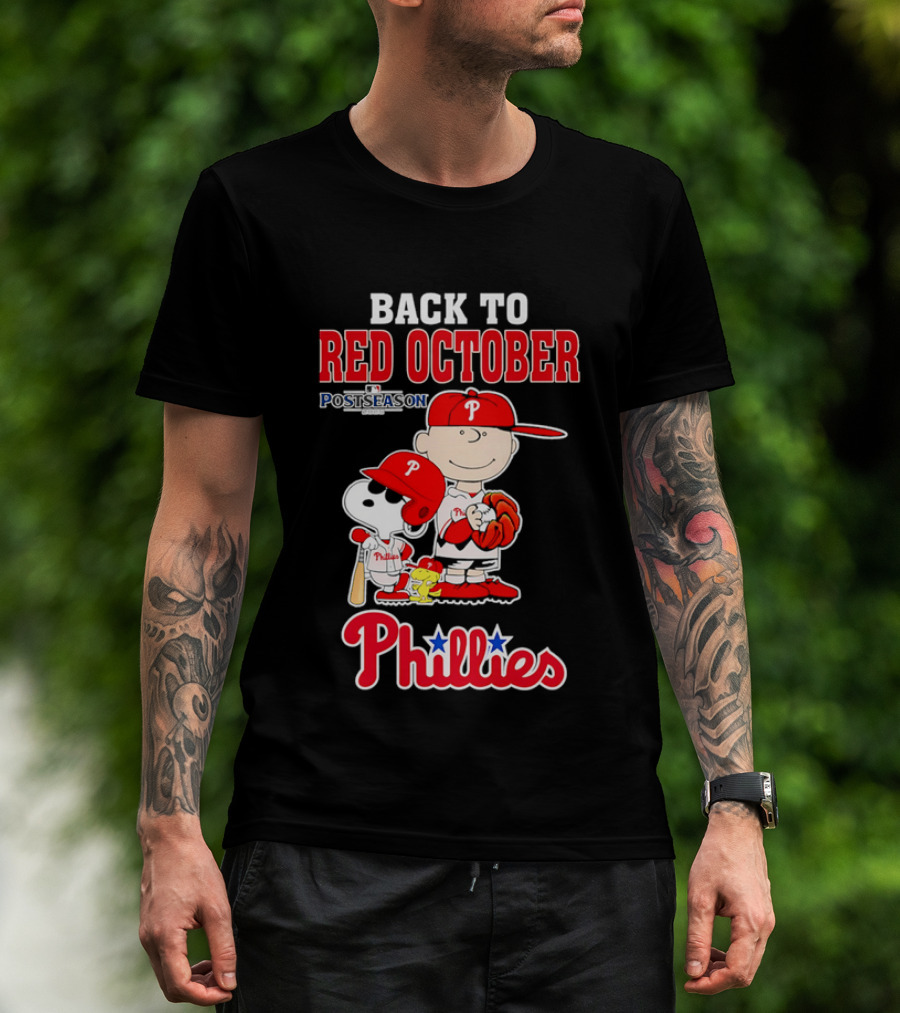 Snoopy Back To Red October Postseason Philadelphia Phillies MLB Playoffs Fan Gear T-Shirt