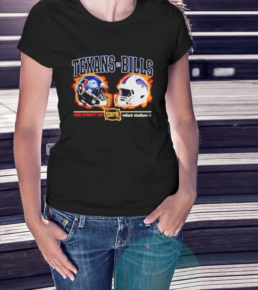 Texans Vs Bills Sunday September 13th 2026 Reliant Stadium Helmet Showdown T-Shirt