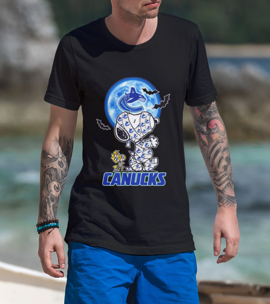 Vancouver Canucks Snoopy And Woodstock Mummy Halloween T-Shirt