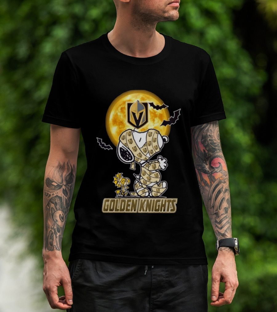Vegas Golden Knights Snoopy Woodstock Mummy Halloween Moon T-Shirt