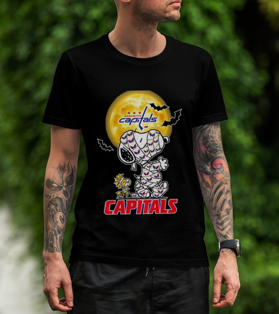 Washington Capitals Snoopy Woodstock Halloween Mummy Cosplay T-Shirt