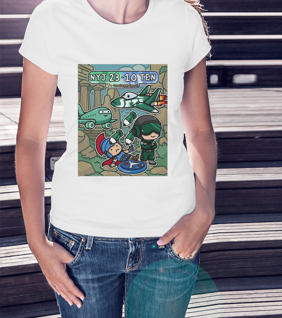 NYJ 23 10 TEN CornDoggy Sports New York Jets Tennessee Titans Fan T-Shirt