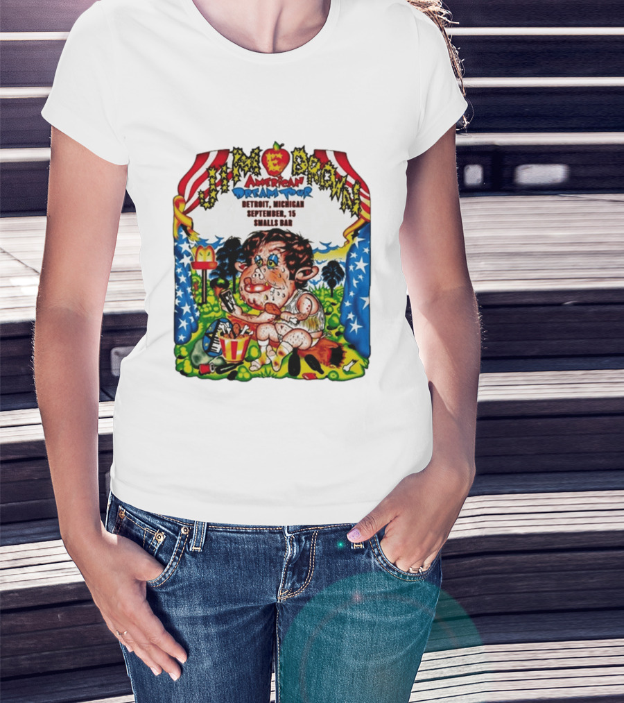 Jim E. Brown American Dream Tour Detroit Michigan September 15 Smalls Bar Concert T-Shirt