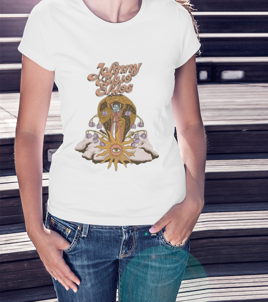 Johnny Blue Skies Snake Vintage Psychedelic Sunflower And Clouds T-Shirt
