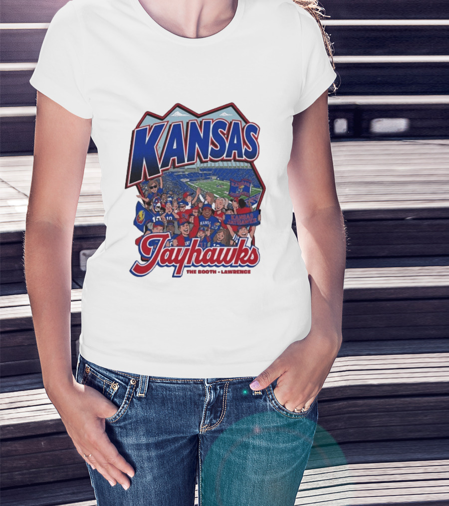 Kansas Jayhawks The Booth Lawrence Kansas Memorial Stadium Game Day Crowd T-Shirt