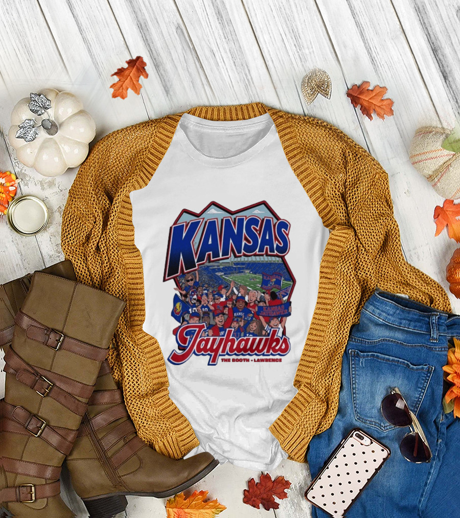 Kansas Jayhawks The Booth Lawrence Kansas Memorial Stadium Game Day Crowd T-Shirt