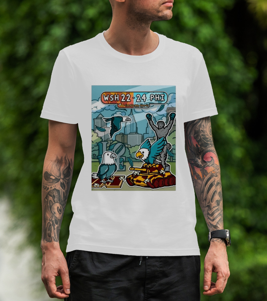 CornDoggy Sports WSH 22 24 PHI Washington Vs Philadelphia Eagles And Tank Scene T-Shirt