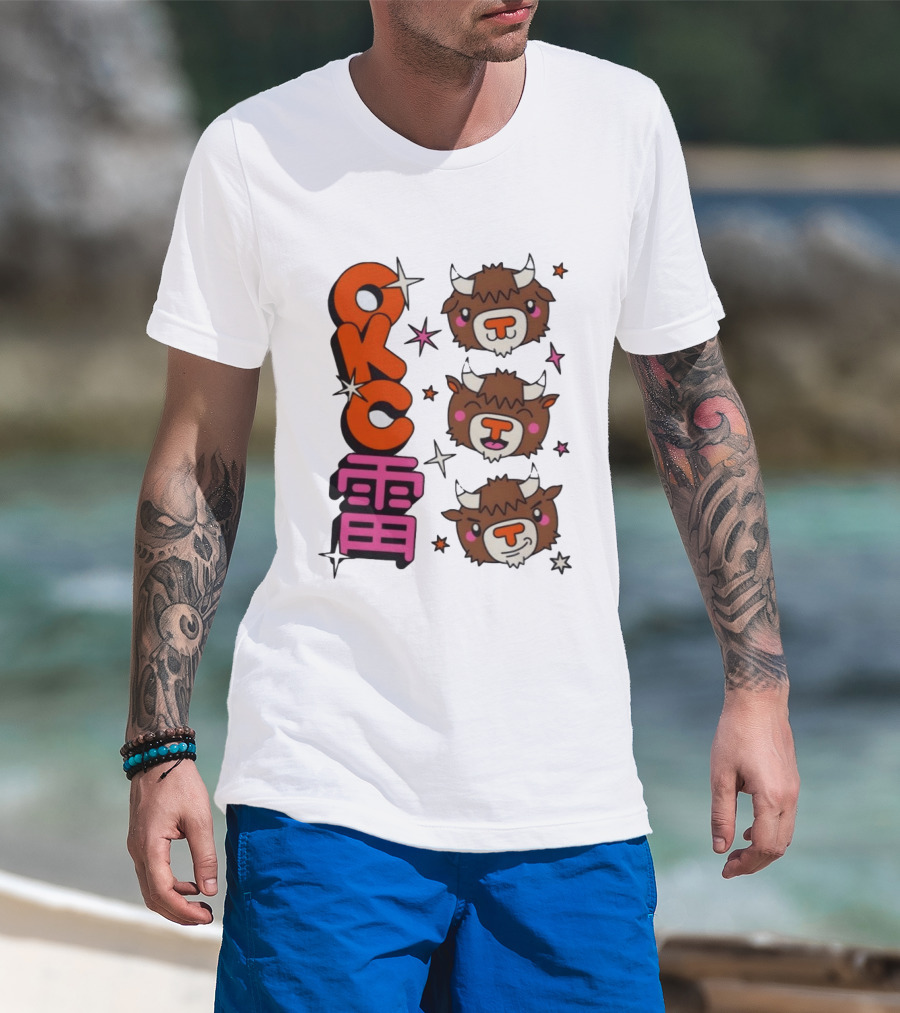 OKC Thunder Kawaii Bison Buffalo NBA Japan T-Shirt