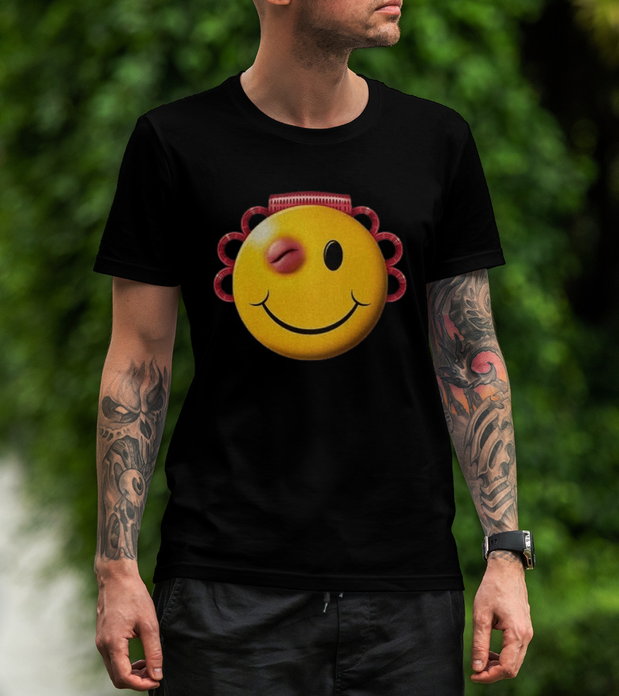 A$AP Rocky Don't Be Dumb Tour Smiley Face With Winking Eye And Red Rope Details T-Shirt