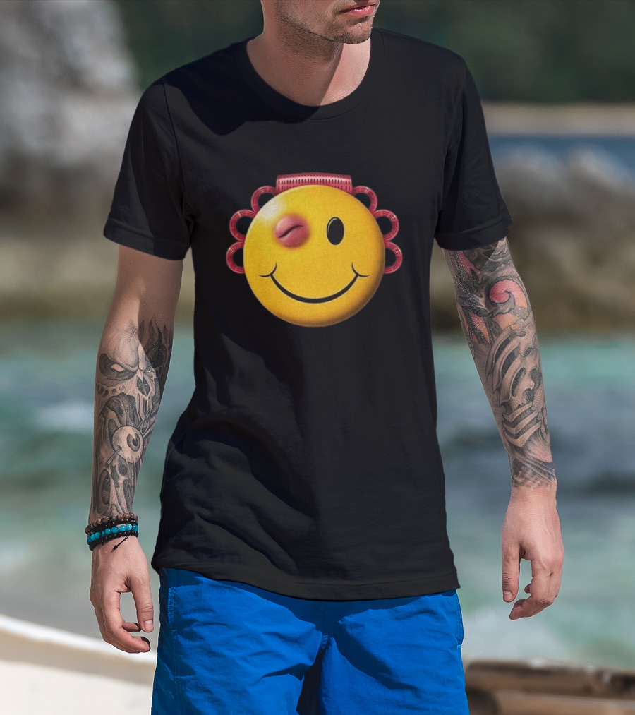 A$AP Rocky Don't Be Dumb Tour Smiley Face With Winking Eye And Red Rope Details T-Shirt