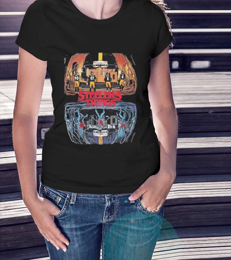 Pittsburgh Steelers Halloween Upside Down Stranger Things T-Shirt