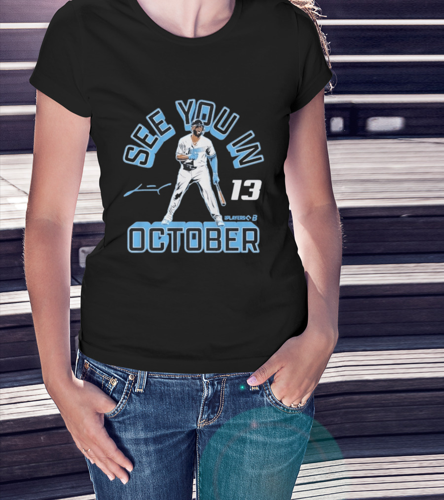 Junior Caminero See You In October Players 13 Signature Baseball T-Shirt