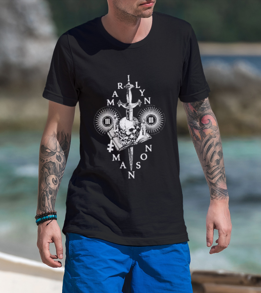 Marilyn Manson Freaks With Rob Zombie Skull Knife Tour 2026 T-Shirt