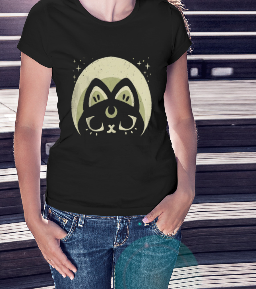 Half Moon Witchy Cat Lunar Magic Mystic Feline T-Shirt