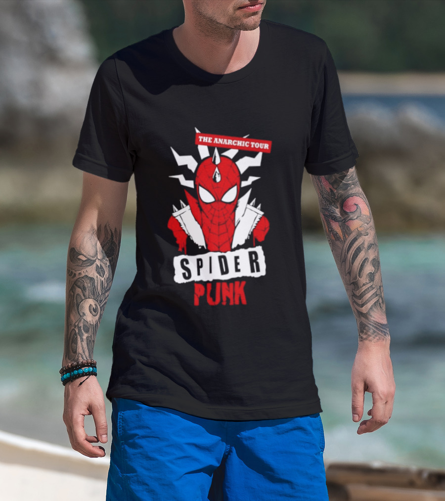 Spider Punk The Anarchic Tour Comic Style Spiked Hero T-Shirt