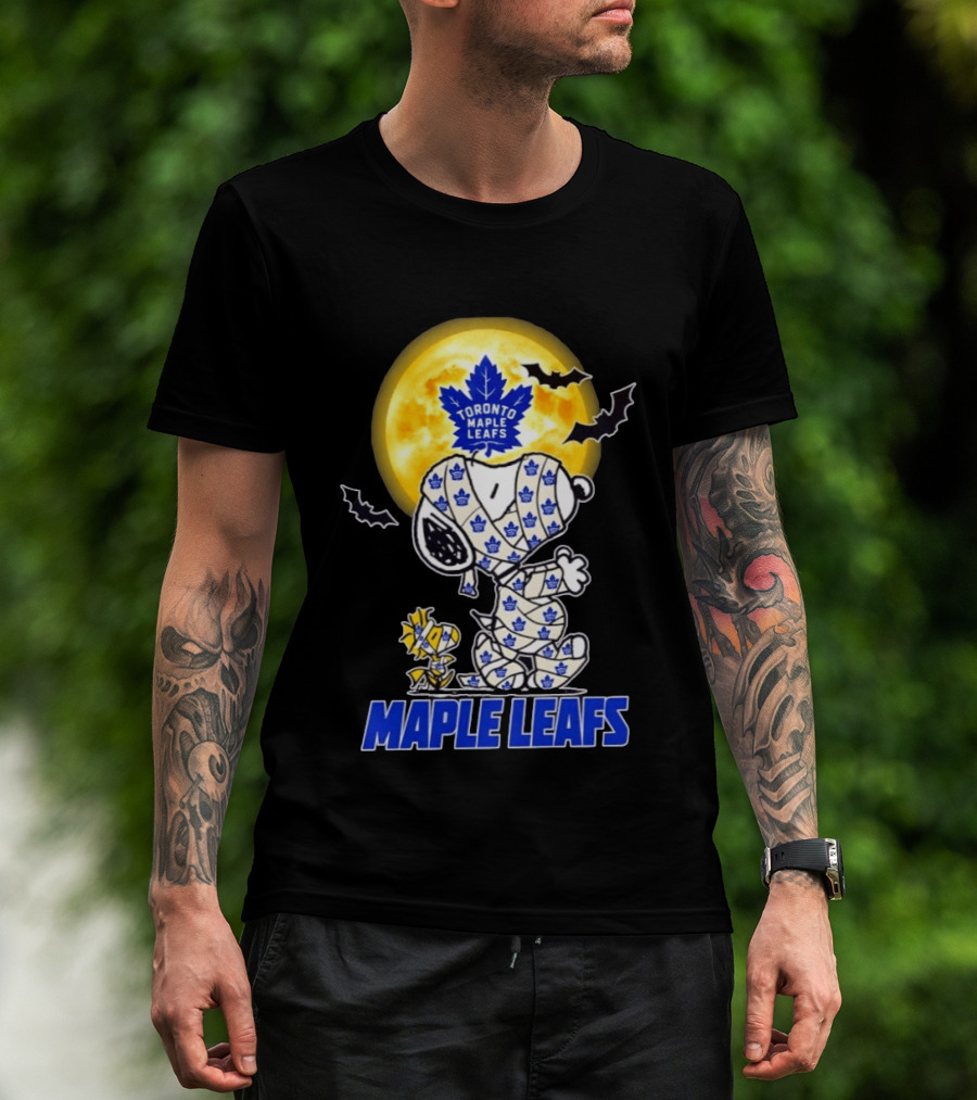 Toronto Maple Leafs Snoopy Woodstock Mummy Halloween Collaboration T-Shirt