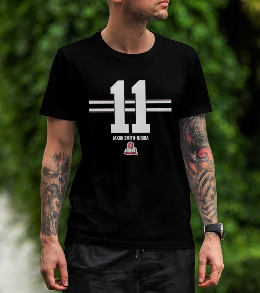 Ohio State Buckeyes Jaxon Smith Njigba 11 Stripe Football T-Shirt