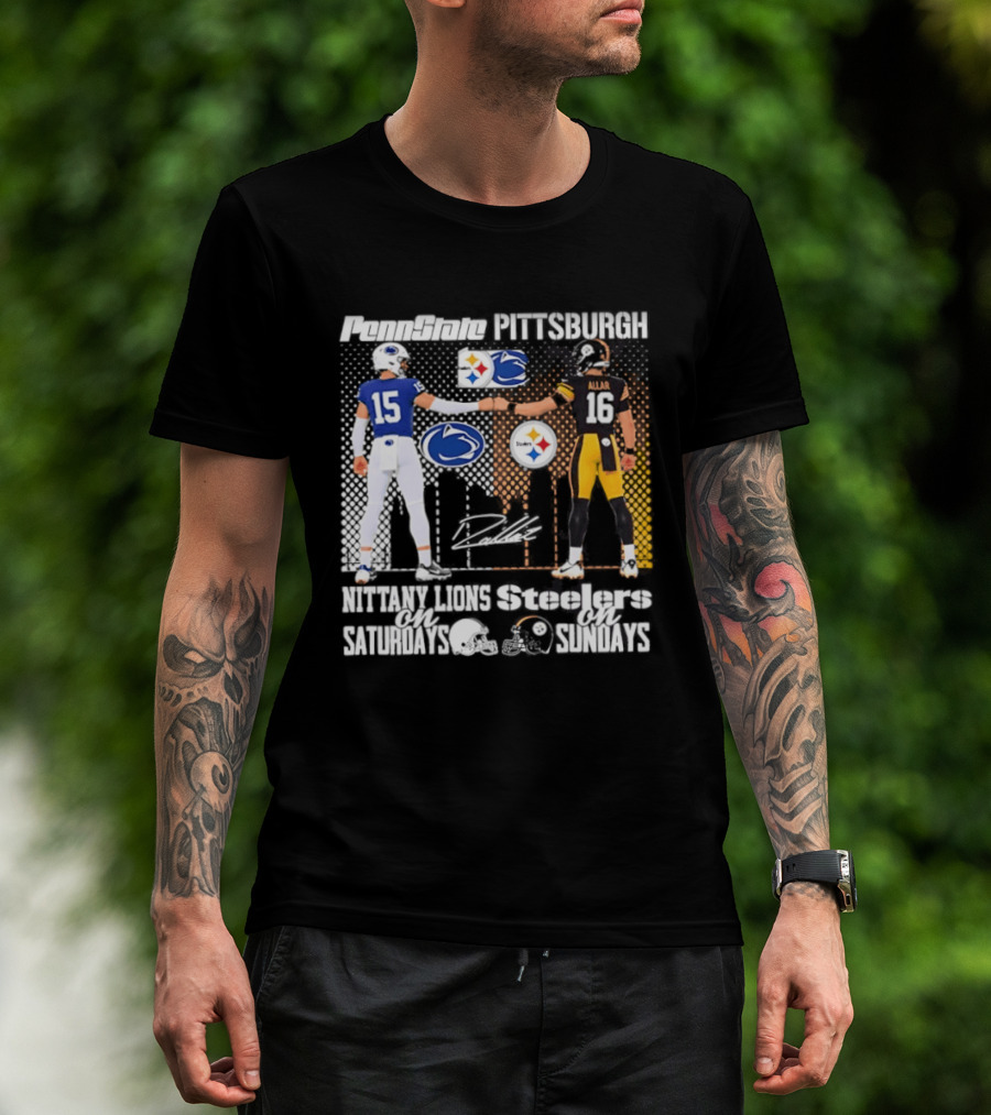 Penn State Nittany Lions Saturdays Pittsburgh Steelers Sundays Skyline Football Rivalry T-Shirt