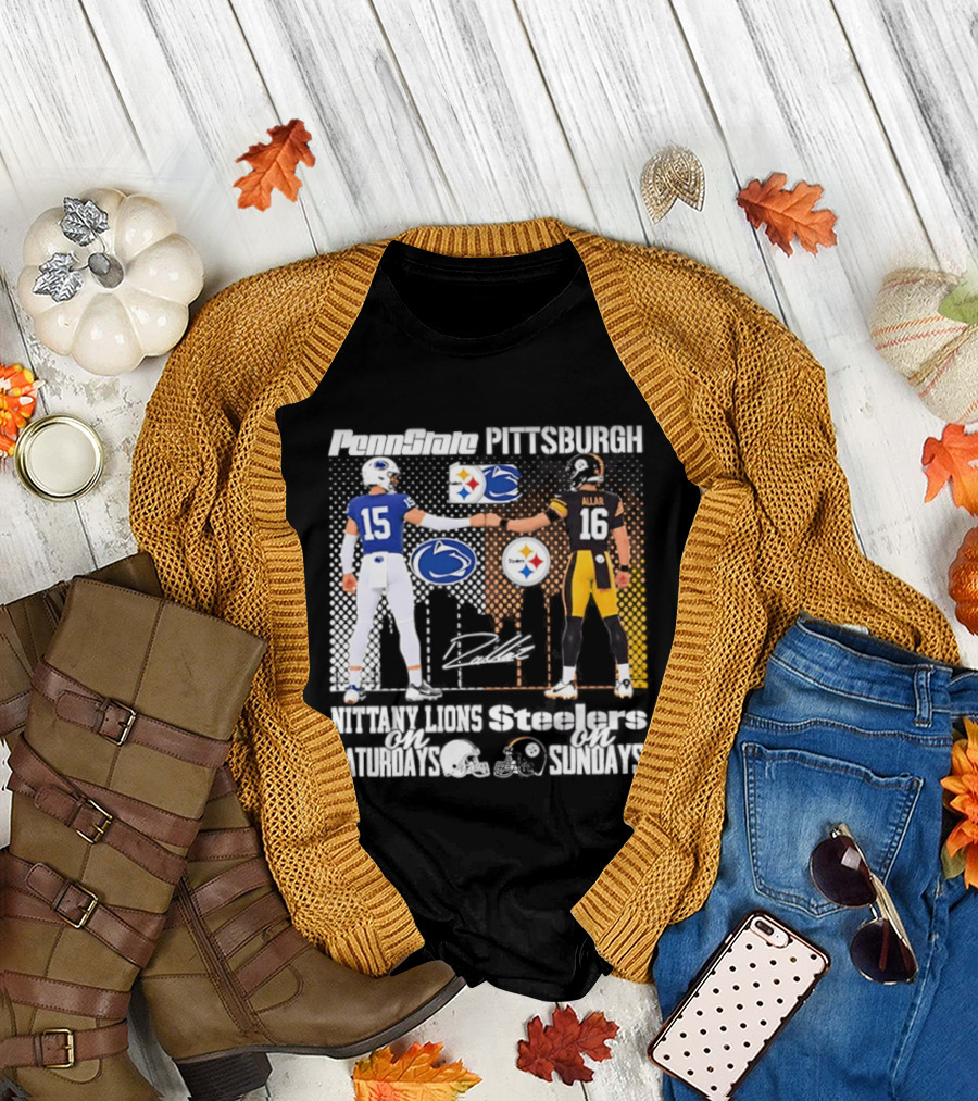 Penn State Nittany Lions Saturdays Pittsburgh Steelers Sundays Skyline Football Rivalry T-Shirt