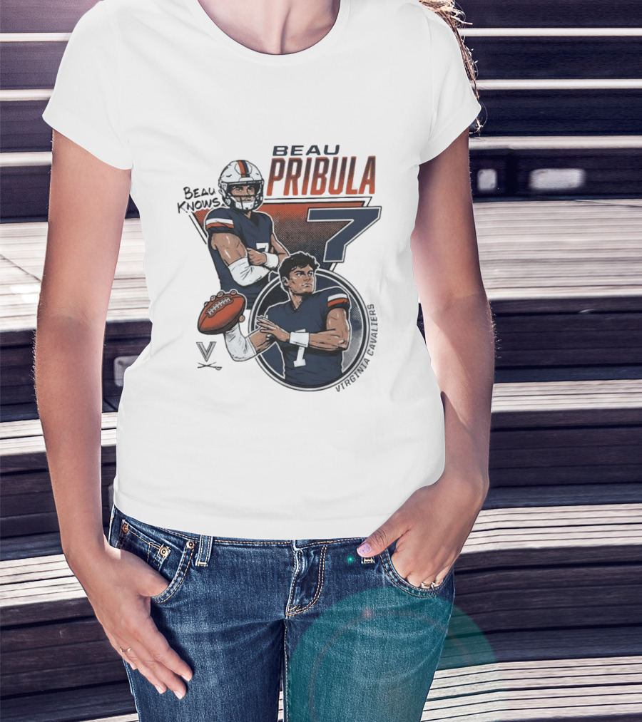 Beau Pribula No 7 Virginia Cavaliers Football Beau Knows T-Shirt