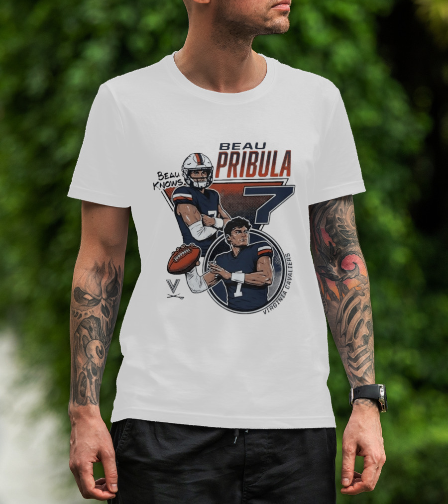 Beau Pribula No 7 Virginia Cavaliers Football Beau Knows T-Shirt